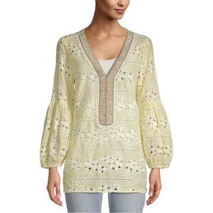 CHICO'S Embellished Eyelet Top. Size Small
